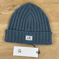 C.P. Company Extra Fine Merino Wool Logo Beanie in Orion Blue
