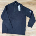 C.P. Company Full Rib Cotton Half Button Lens Sweater in Black