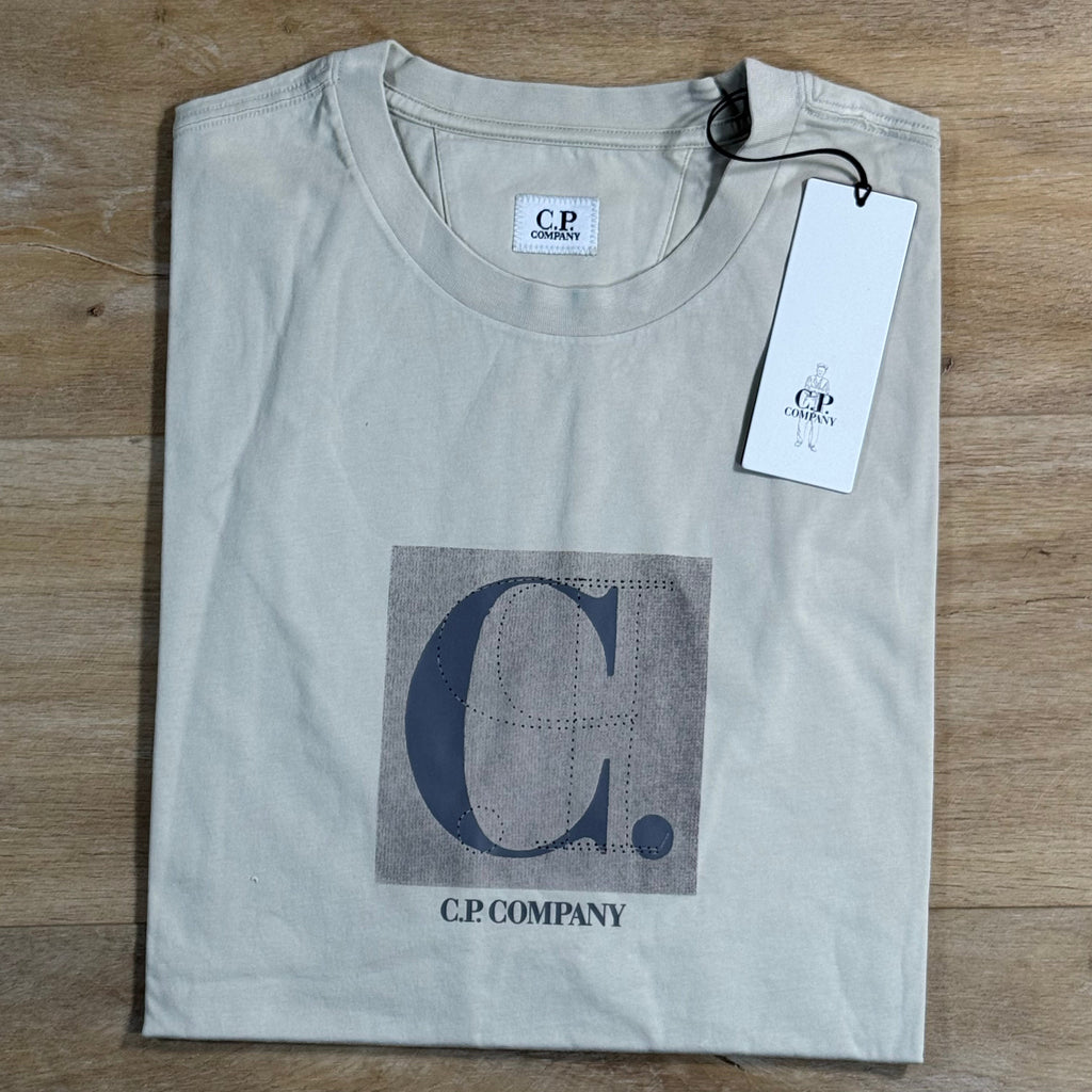 C.P. Company 30/1 Jersey Front / Rear Logo T-Shirt in Silver Birch