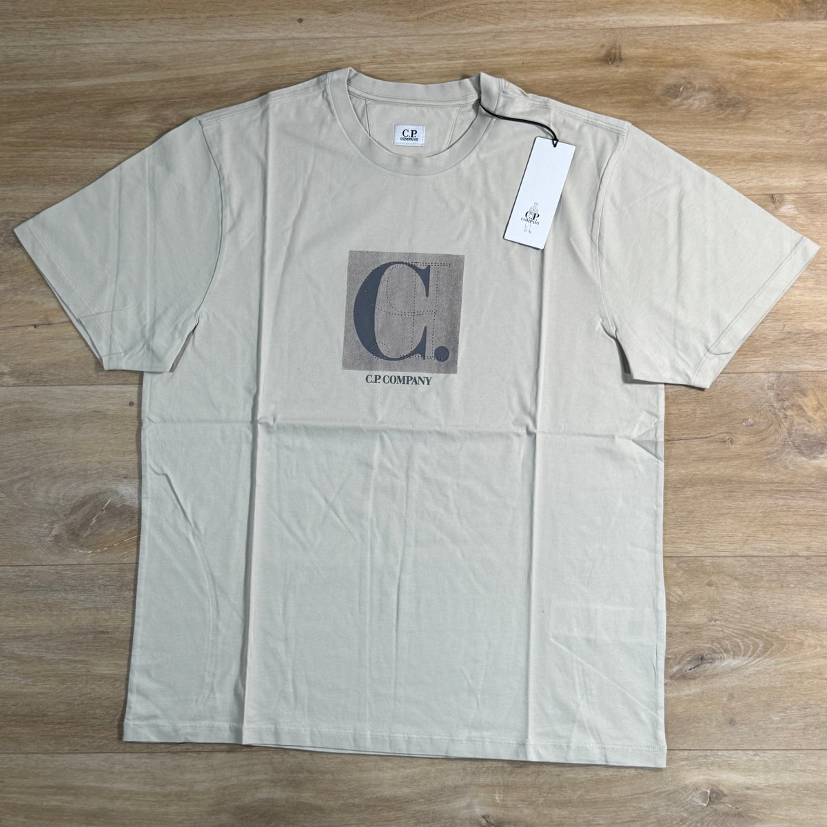 C.P. Company 30/1 Jersey Front / Rear Logo T-Shirt in Silver Birch