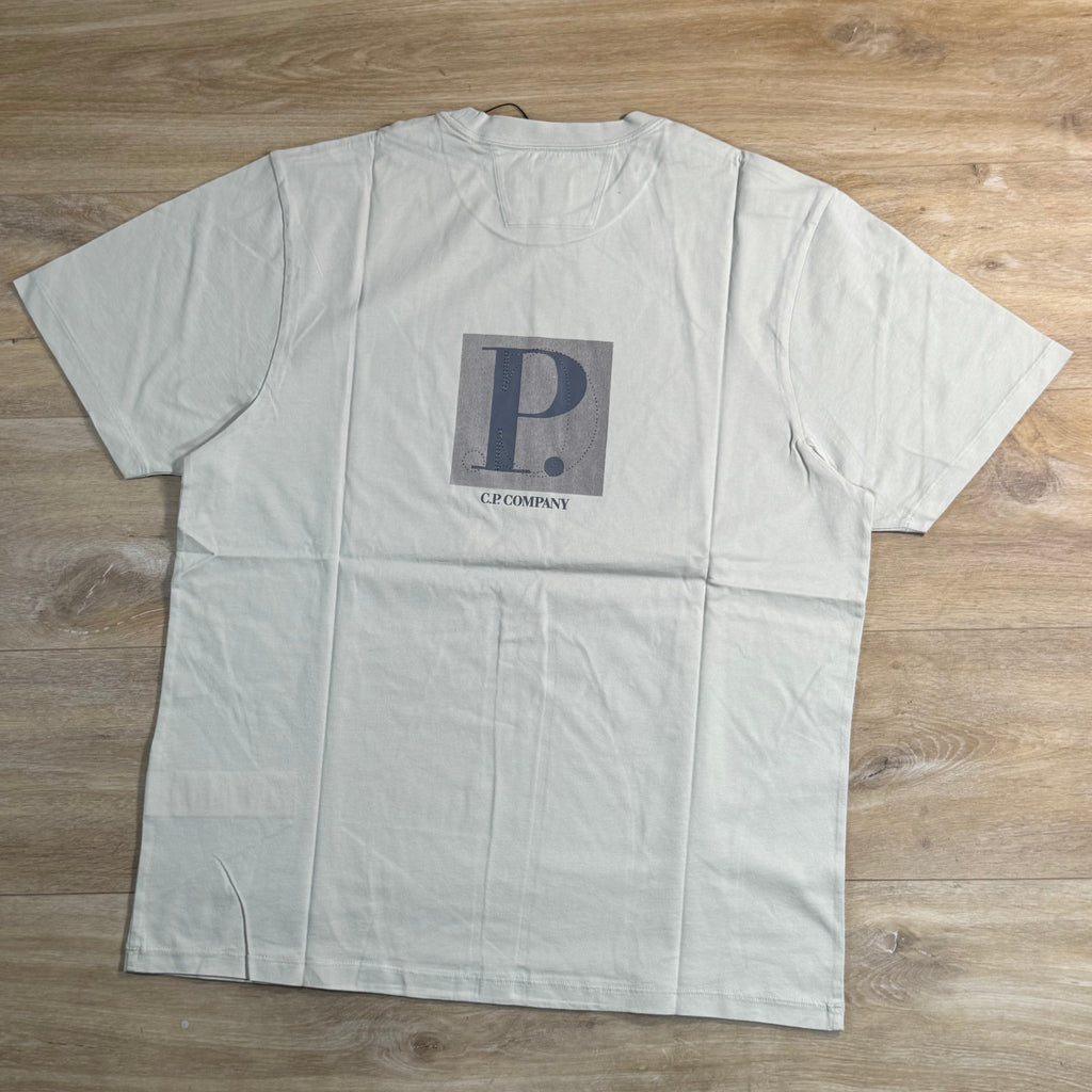 C.P. Company 30/1 Jersey Front / Rear Logo T-Shirt in Silver Birch