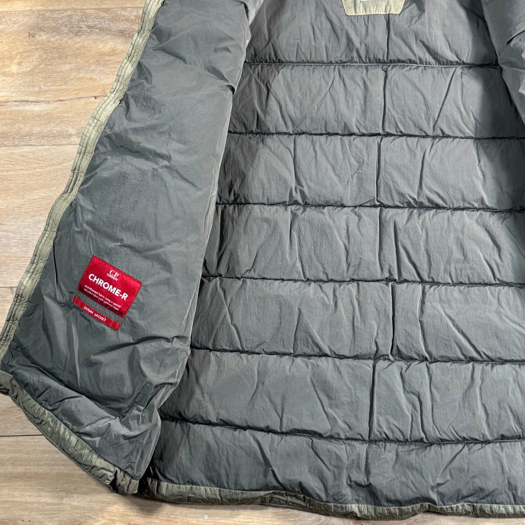 C.P. Company Chrome-R Goggle Down Jacket in Fallen Rock - Beige