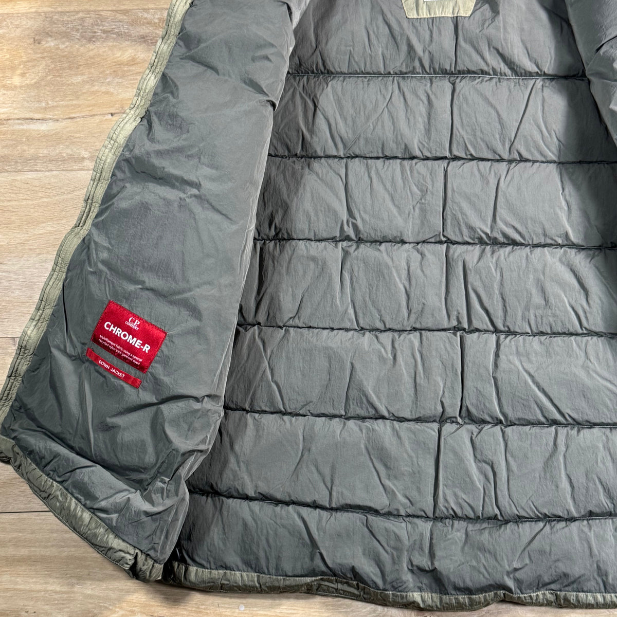 C.P. Company Chrome-R Goggle Down Jacket in Fallen Rock - Beige