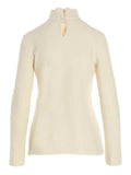 Jil Sander Wool Blend Turtleneck Sweater — Cream
