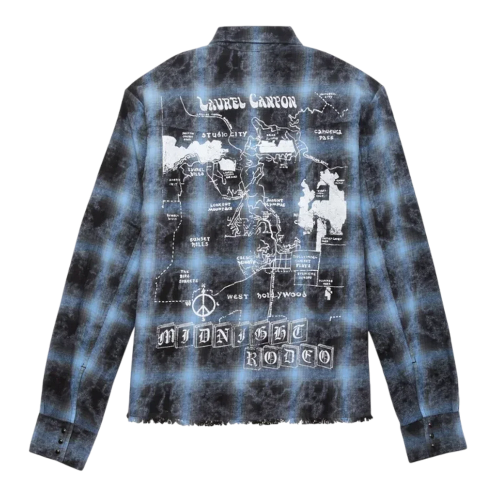 Midnight Rodeo Flannel Shirt Overdye Blue Men MRT-103