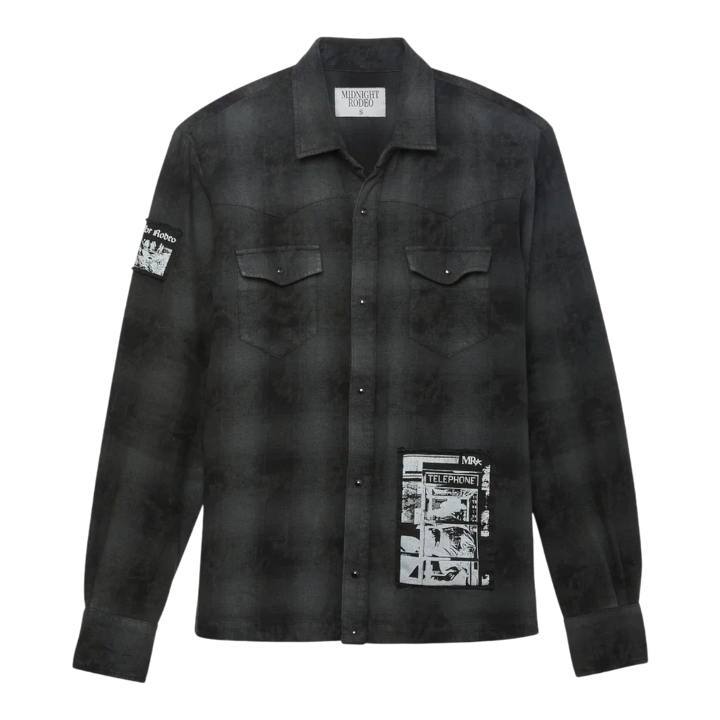 Midnoght Rodeo Distressed Flannel Shirt Men MRT-46