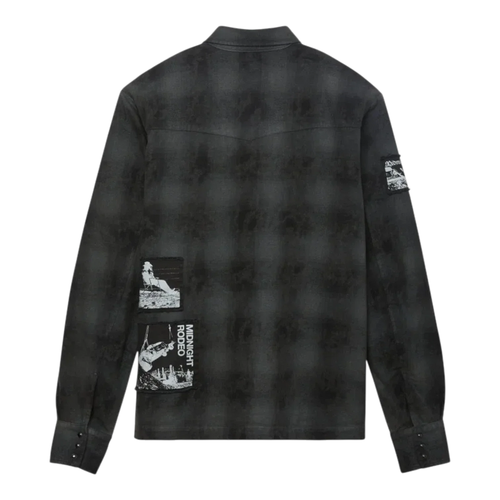 Midnoght Rodeo Distressed Flannel Shirt Men MRT-46
