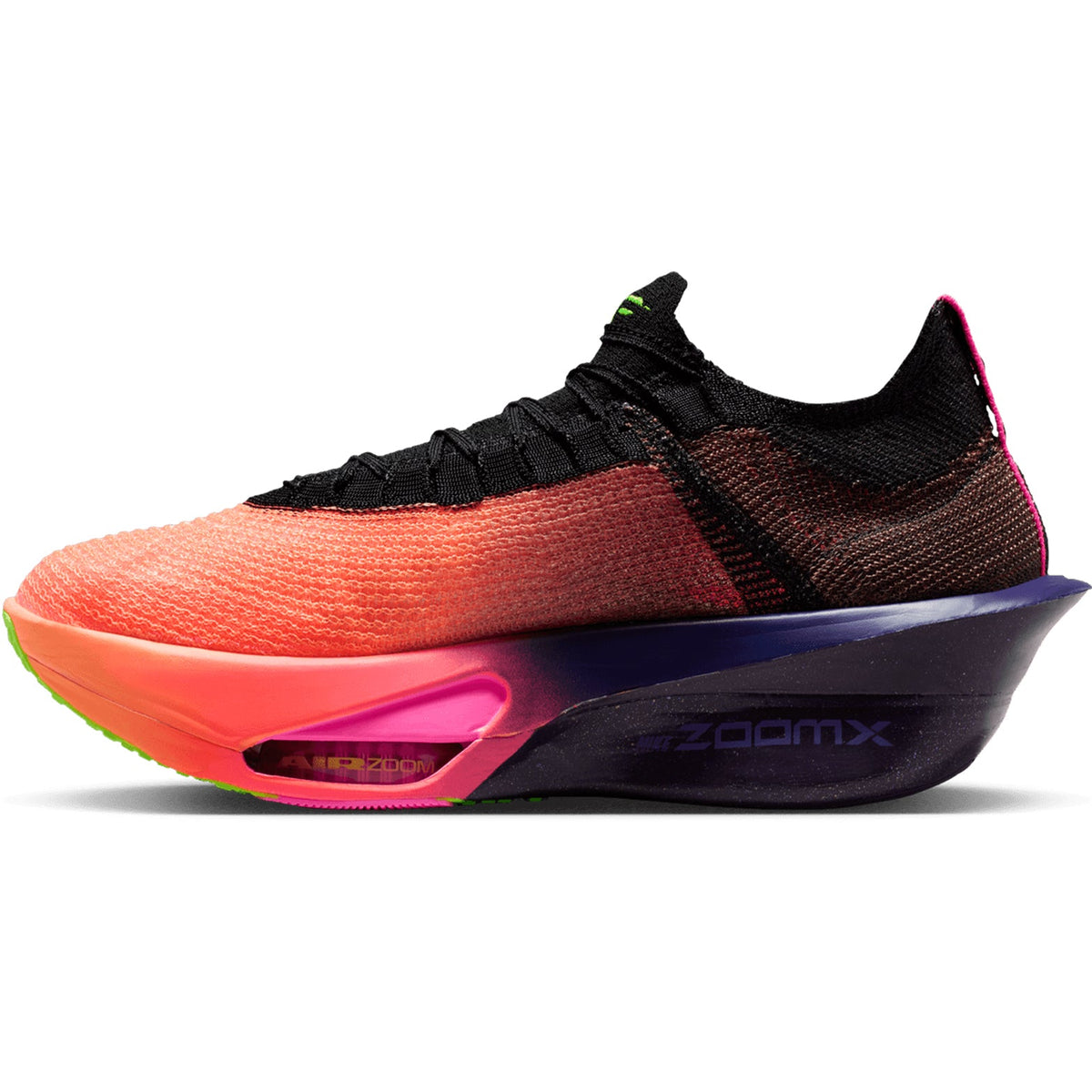 Men's Alphafly 3 GLAM Running Shoes Orange Pulse / Purple Dynasty / Electric Green / Black