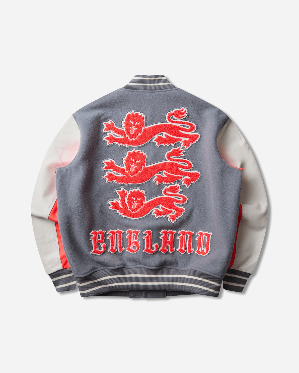 England x Palace Varsity Jacket Cool Grey / White / Bright Crimson