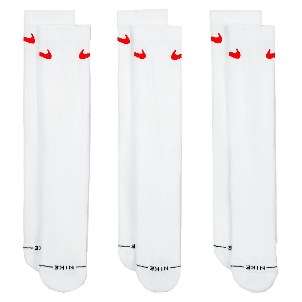 Nike Everyday Elevated Crew Socks (3 Pairs) - White/Red