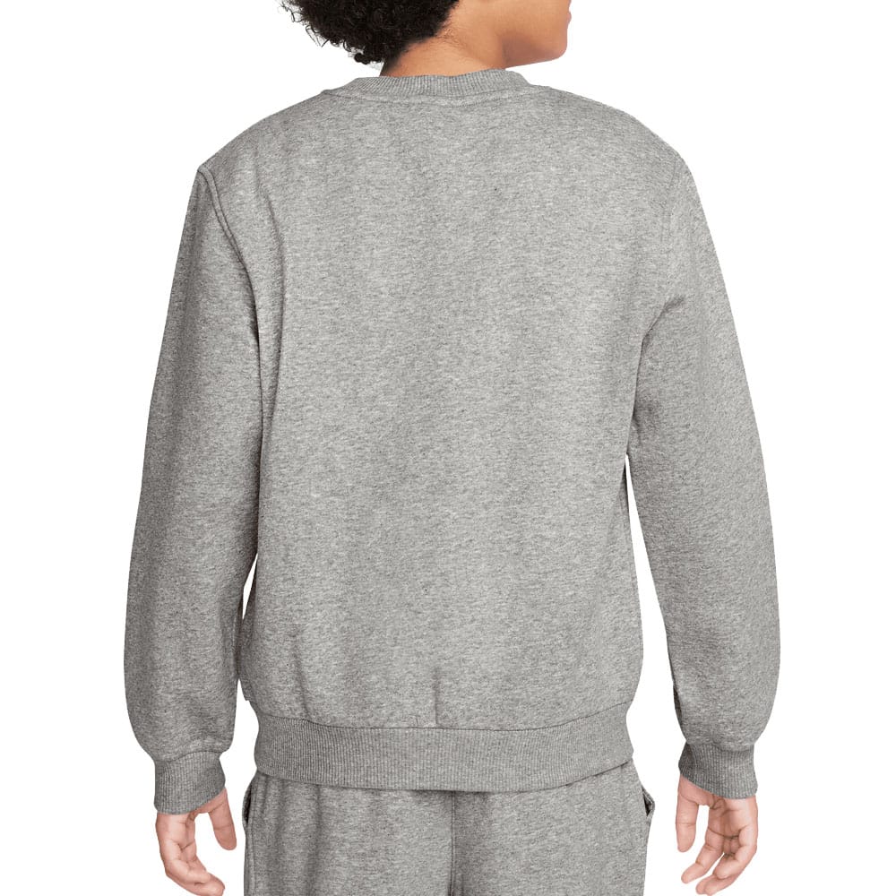 Nike Junior Sportswear Club Fleece Crew Neck Pullover - Dark Grey Heather/White
