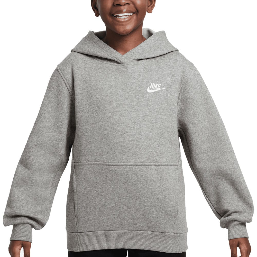 Nike Junior Sportswear Club Fleece Hoodie - Dark Grey Heather/White