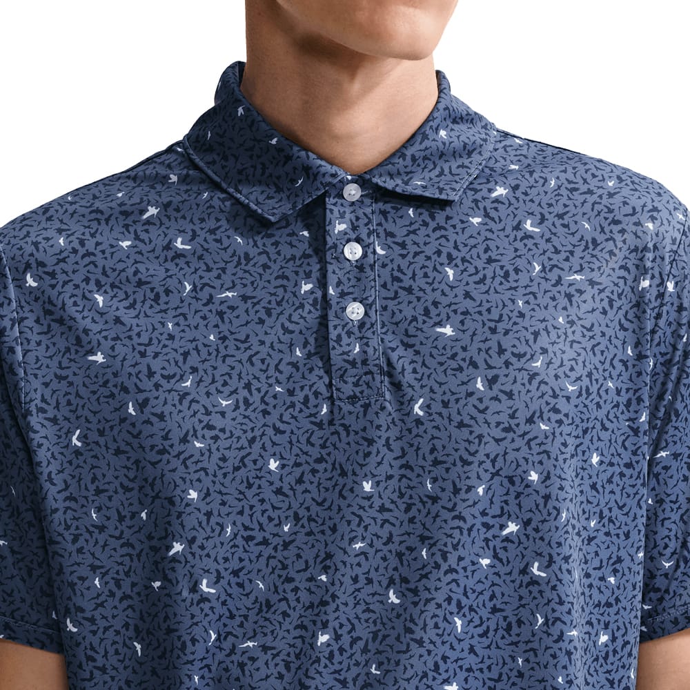 Nike Par Dri-Fit Microprint Birds Polo Shirt - Diffused Blue