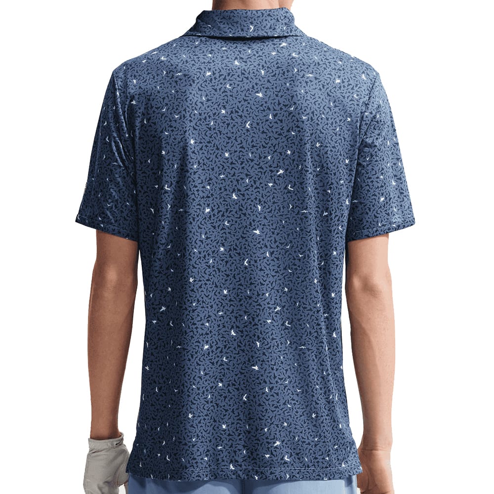 Nike Par Dri-Fit Microprint Birds Polo Shirt - Diffused Blue