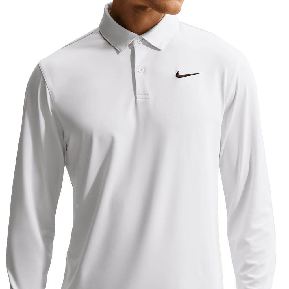 Nike Dri-Fit Velocity Long Sleeve Polo Shirt - White/Black