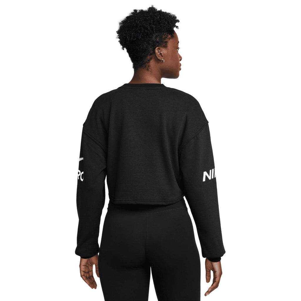 Women's Pro Dri-FIT Loose French Terry Crew Neck Sweatshirt Black / White