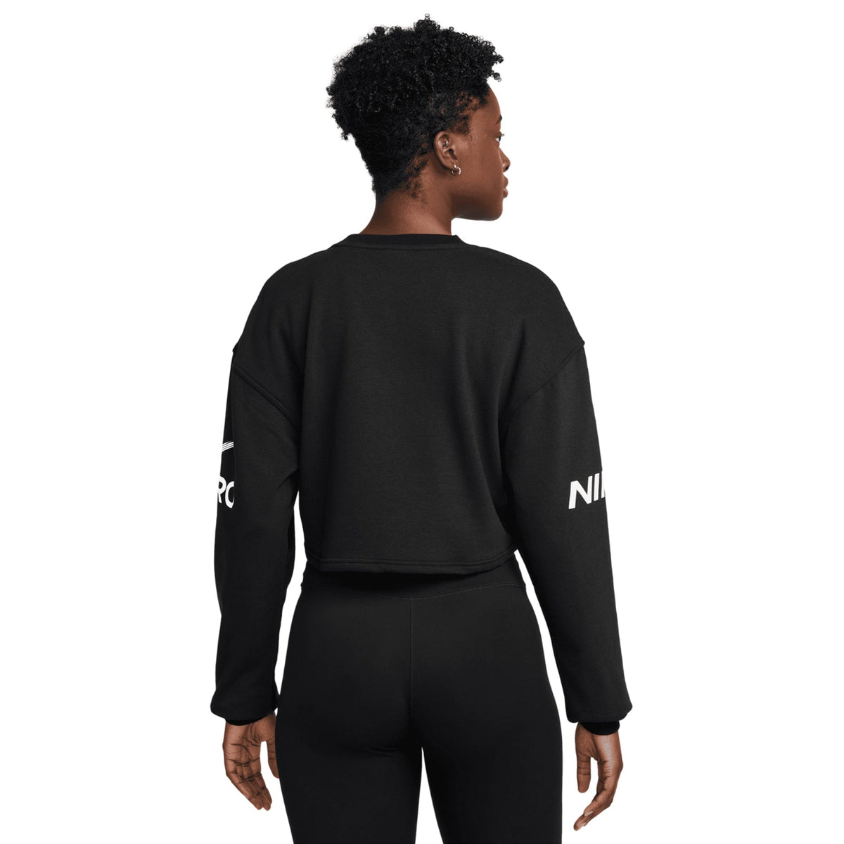 Women's Pro Dri-FIT Loose French Terry Crew Neck Sweatshirt Black / White