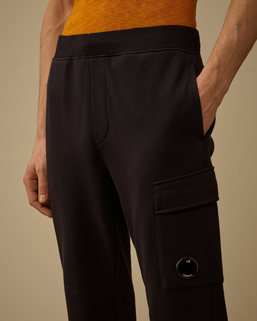 C.P. Company Diagonal Raised Fleece Lens Sweatpants in Navy