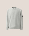 C.P. Company Diagonal Raised Fleece Crewneck Lens Sweatshirt in Grey Melange