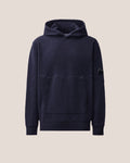 C.P. Company Diagonal Raised Fleece Lens Hoodie in Navy