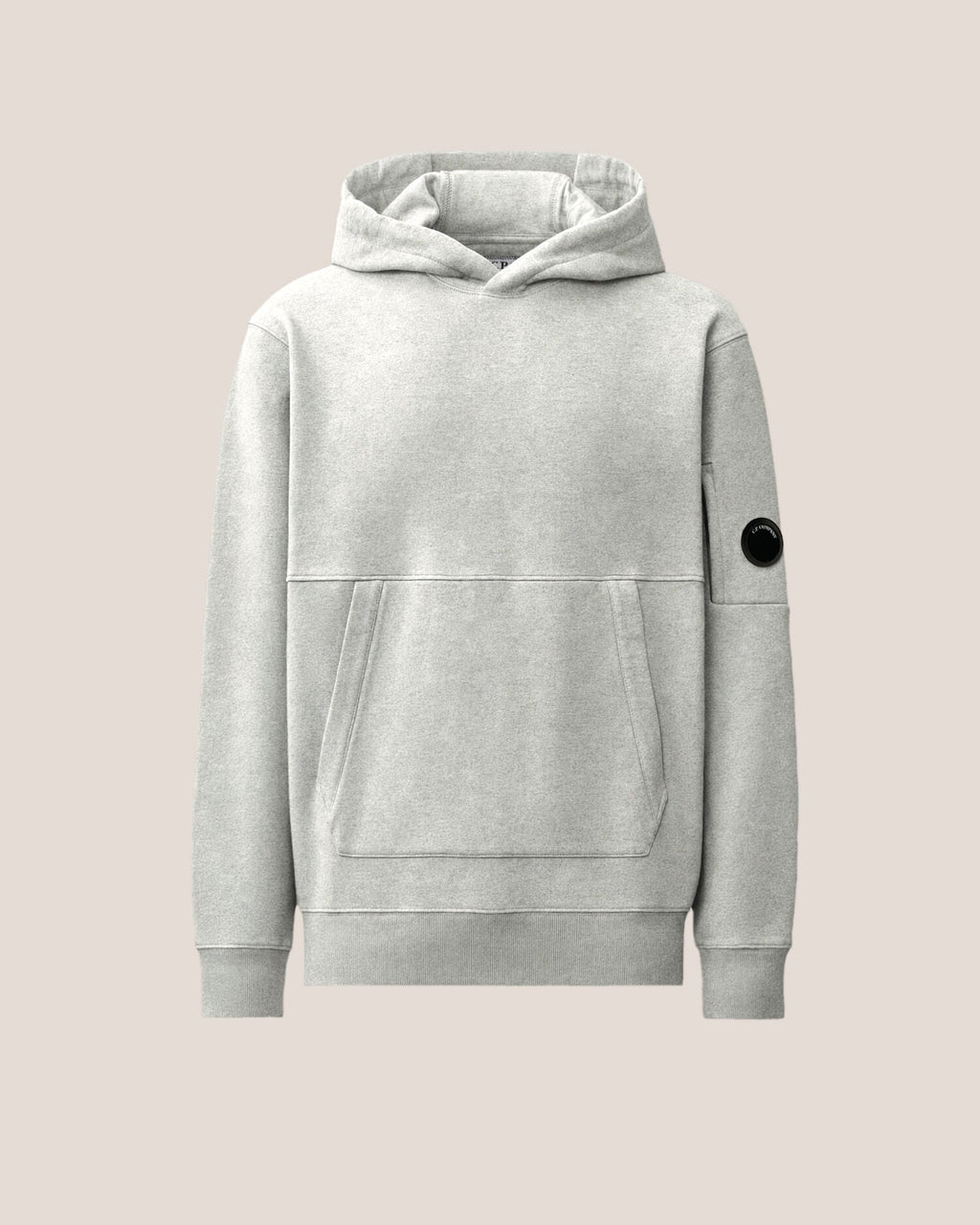 C.P. Company Diagonal Raised Fleece Lens Hoodie in Grey Melange