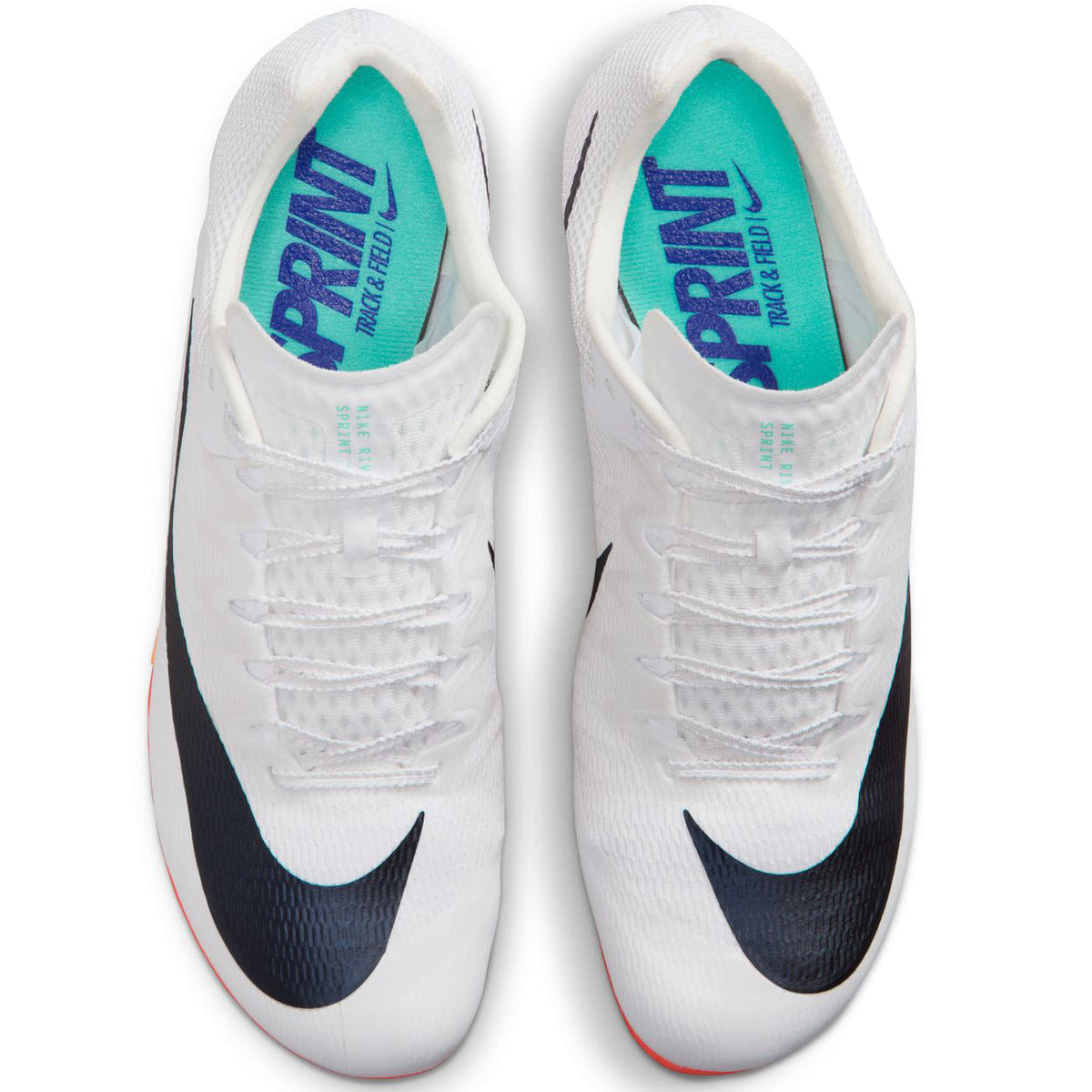 Zoom Rival Sprint Running Spikes White / Obsidian / Bright Crimson / Hyper Turquoise