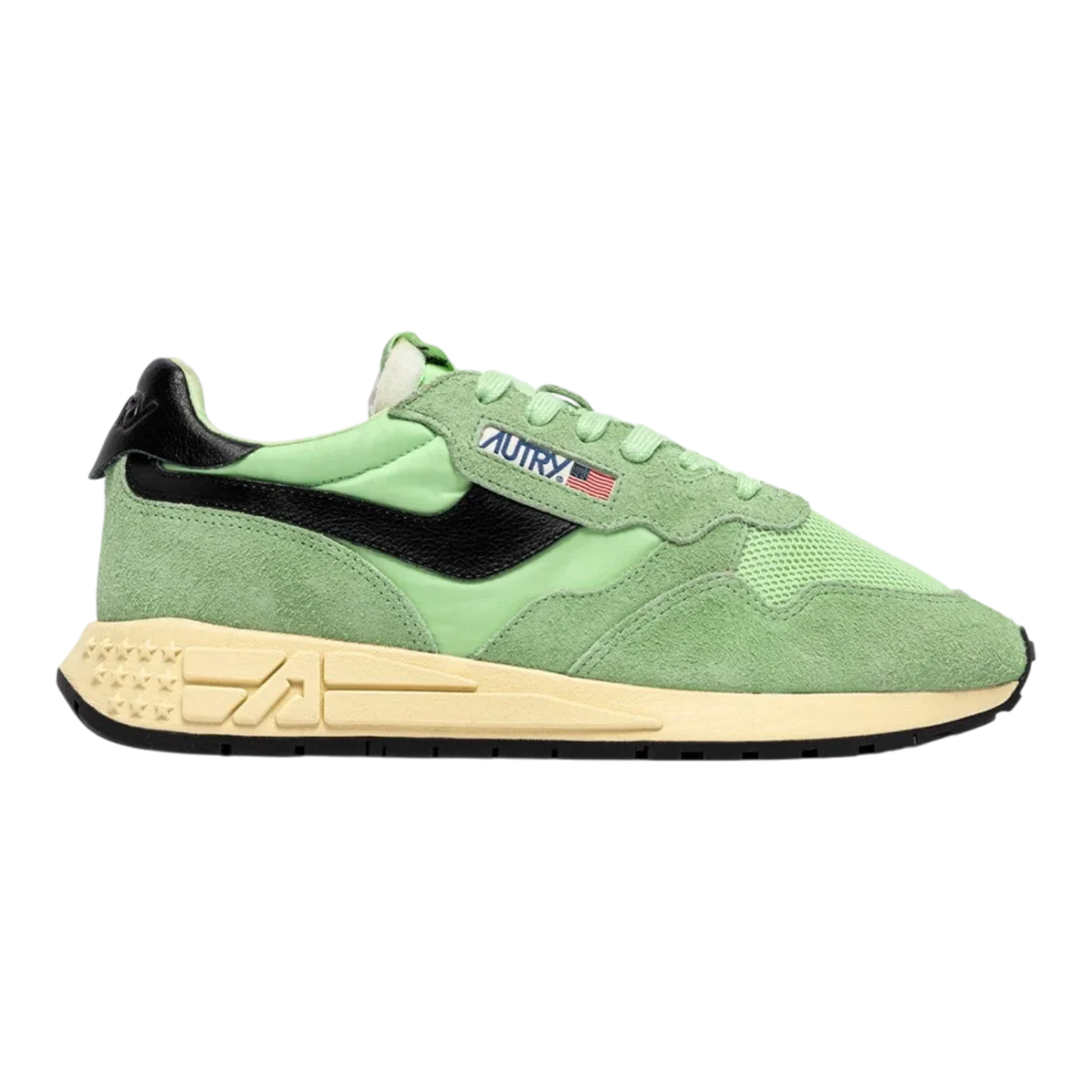 Autry Reelwind Low Sneakers In Pistachio And Black Nylon And Suede Women WWLW-UT40