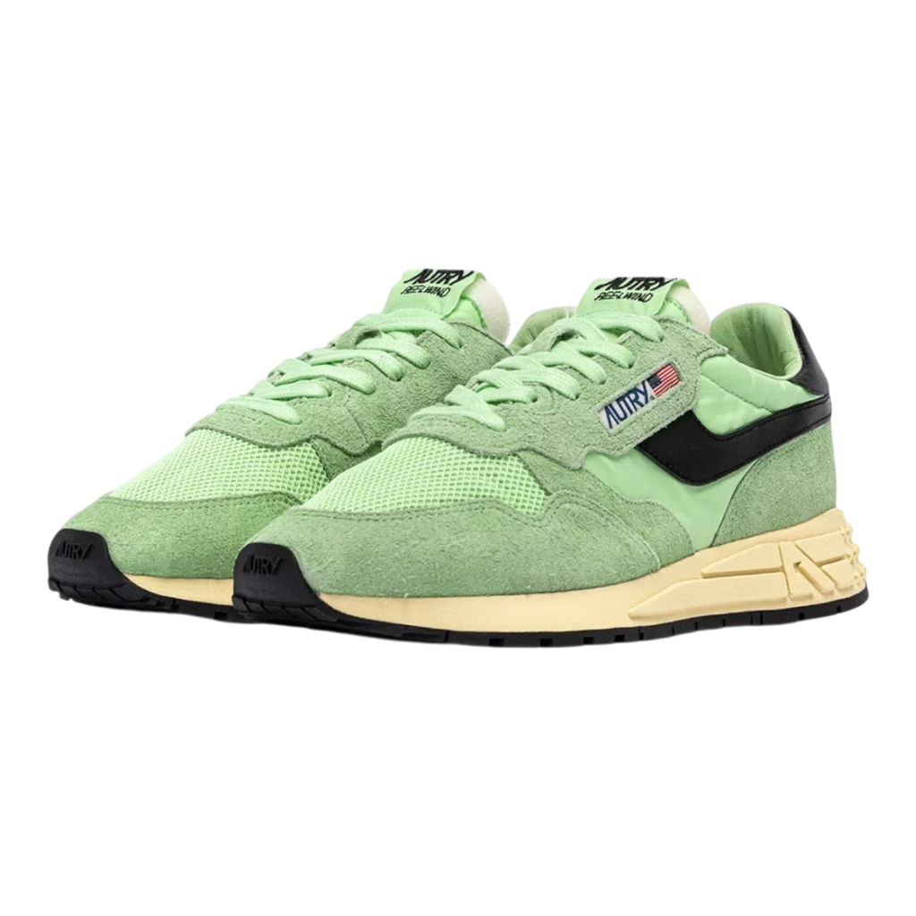 Autry Reelwind Low Sneakers In Pistachio And Black Nylon And Suede Women WWLW-UT40