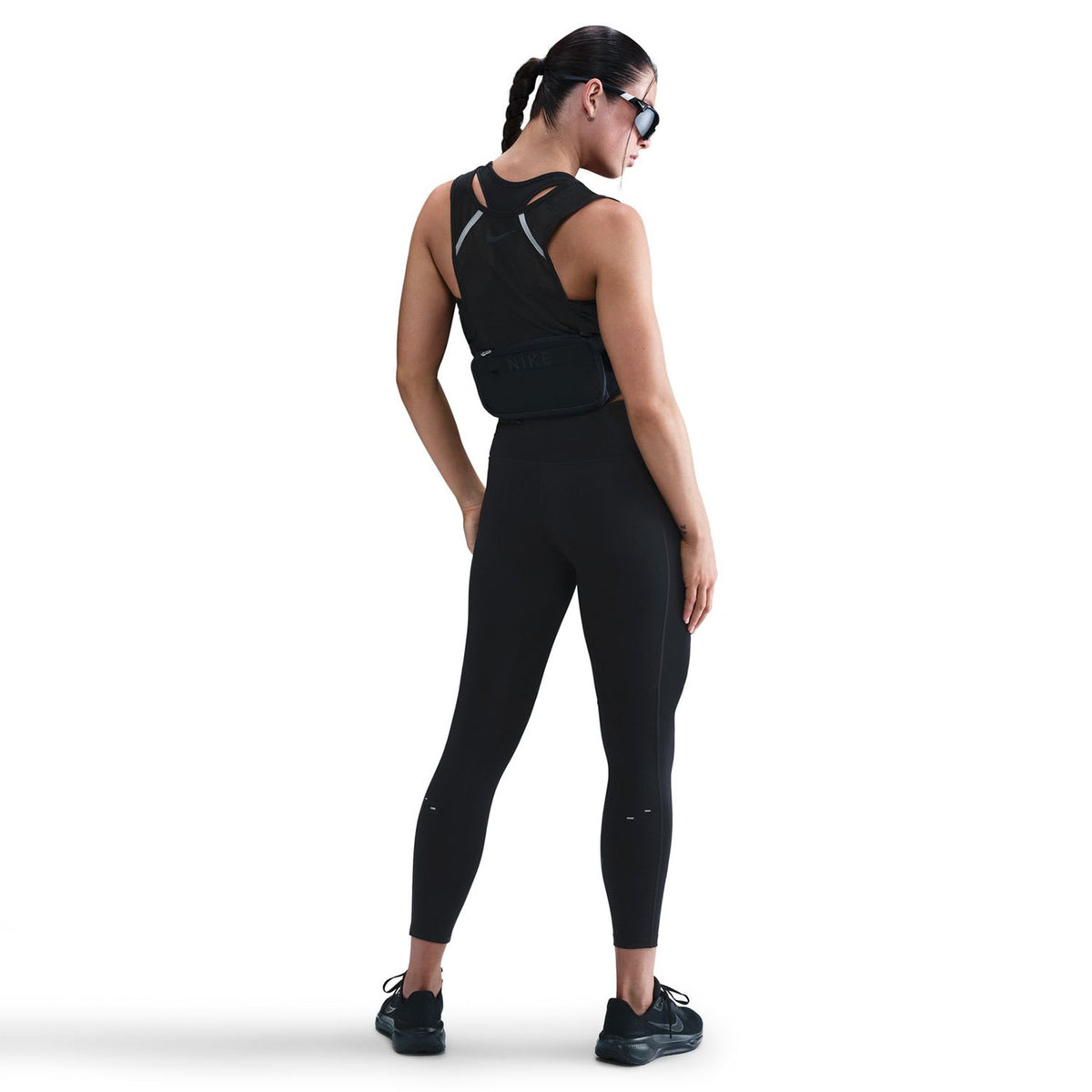 Women's Tempo Swoosh High-Waisted 7/8 Leggings Black / White