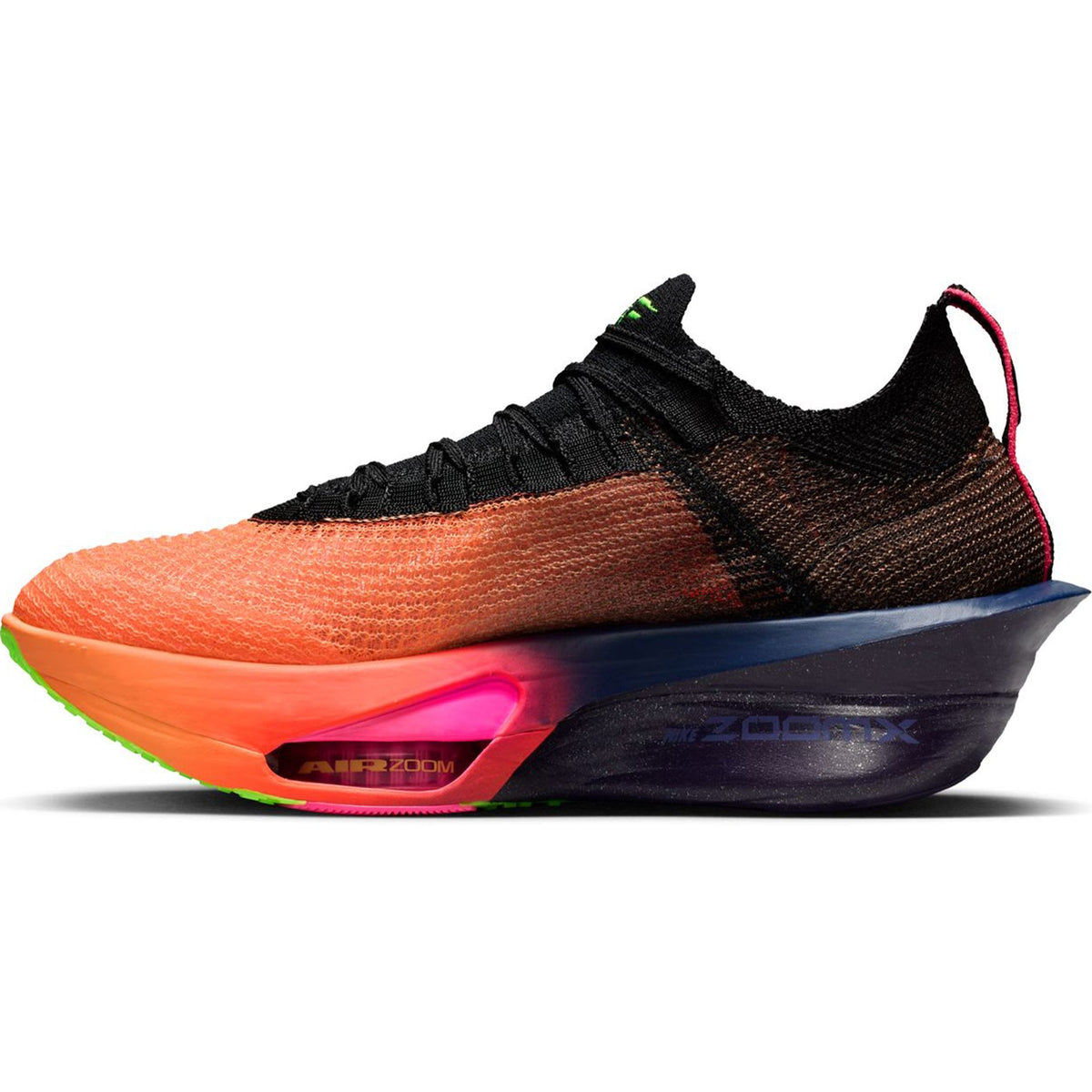 Women's Alphafly 3 GLAM Running Shoes Orange Pulse / Purple Dynasty / Electric Green / Black
