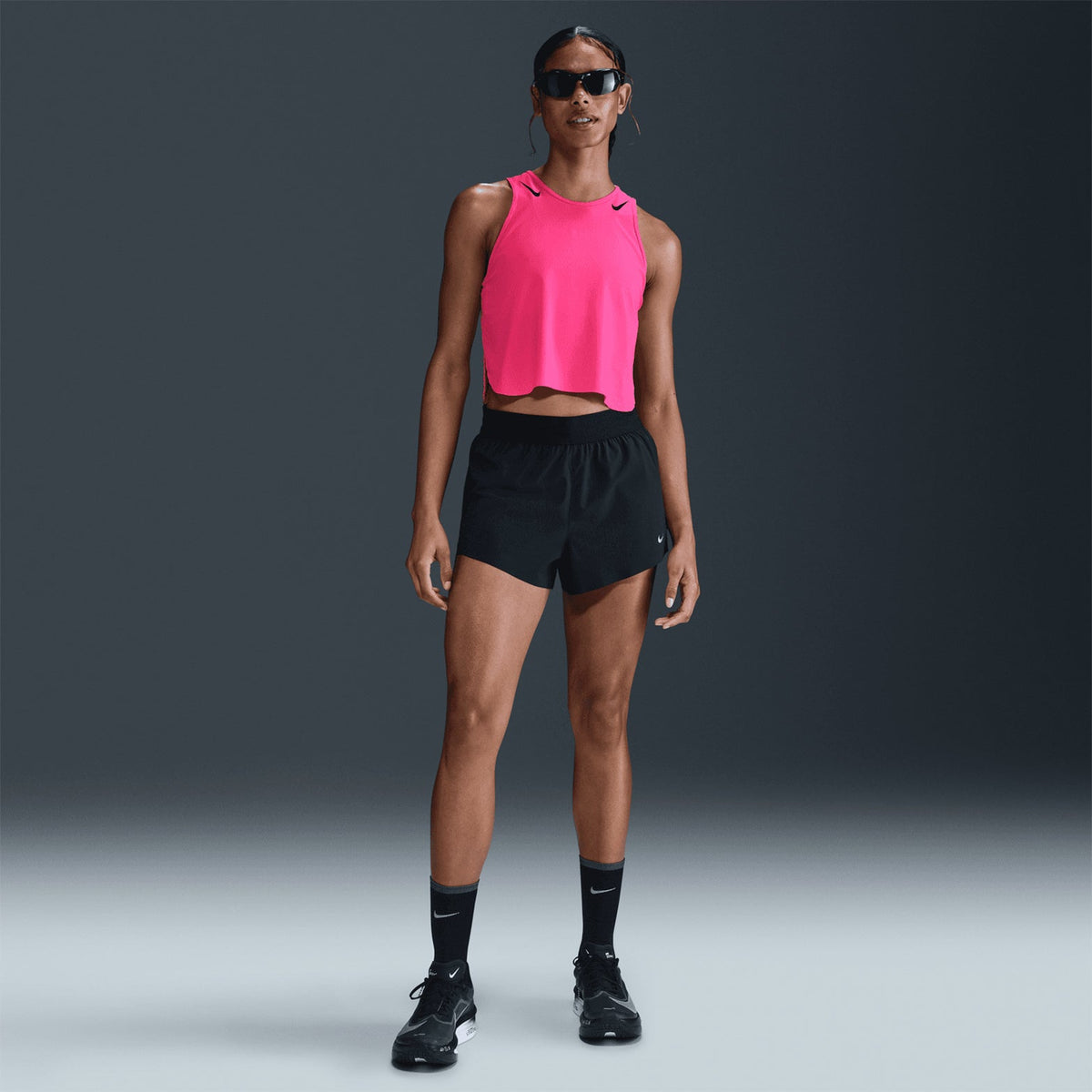 Women's Dri-FIT Aeroswift ADV Cropped Running Tank Hyper Pink / Black