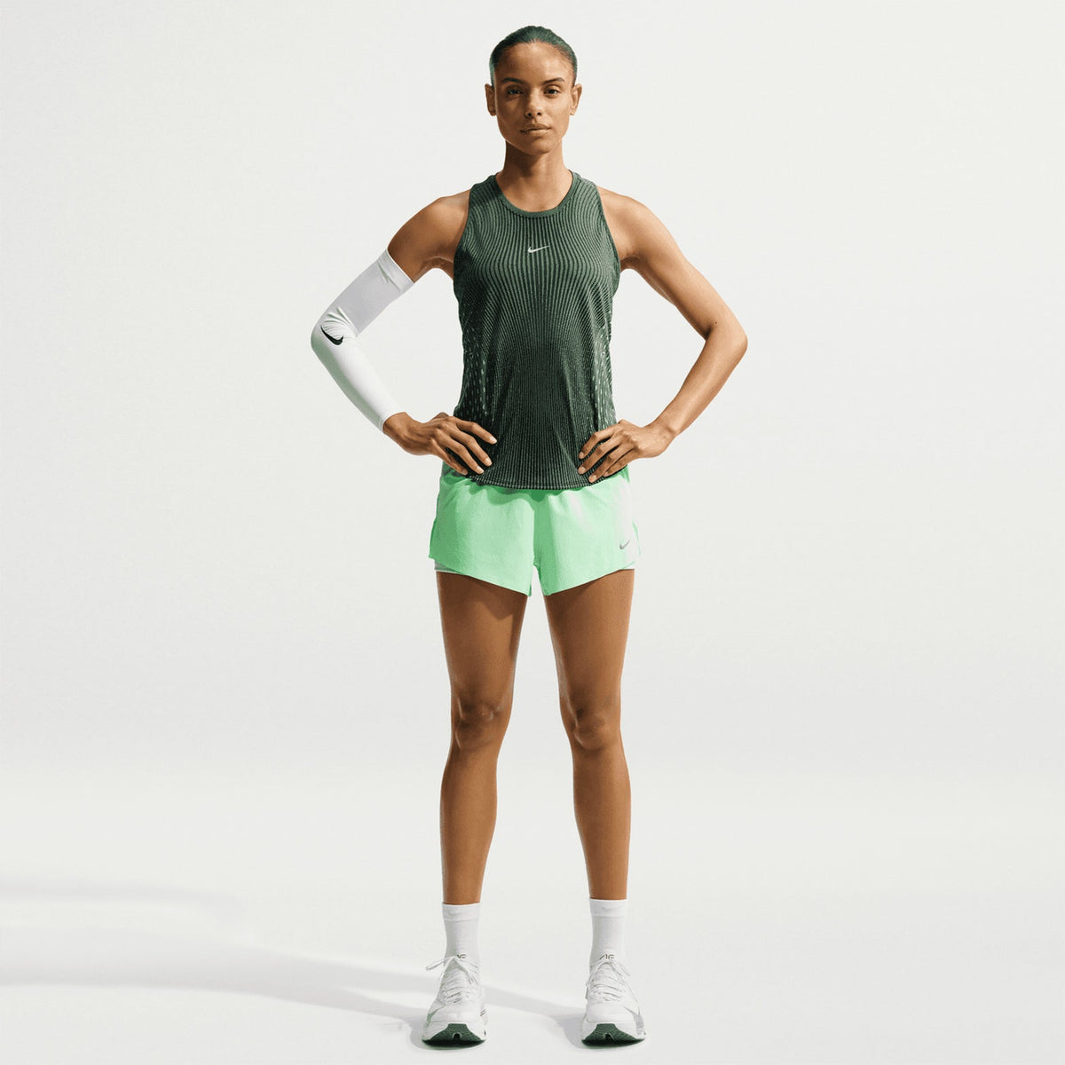 Women's Dri-FIT Aeroswift Running Tank Black / Light Green Spark / Reflective Silver