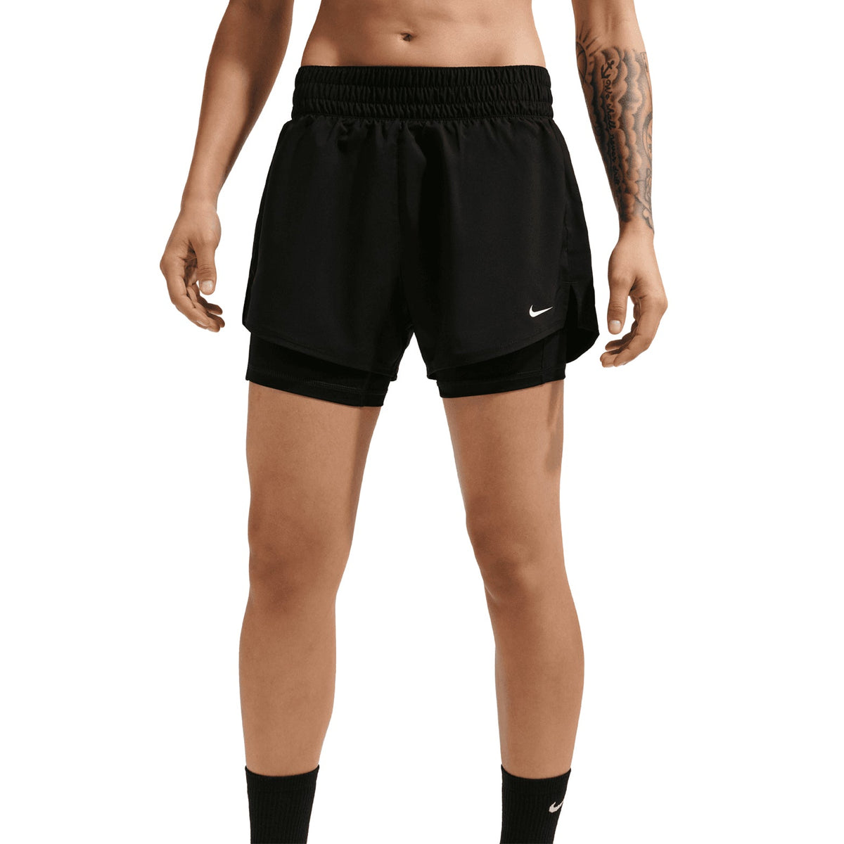 Women's Dri-FIT High-Waisted 3 Inch 2 in 1 Shorts Black / White