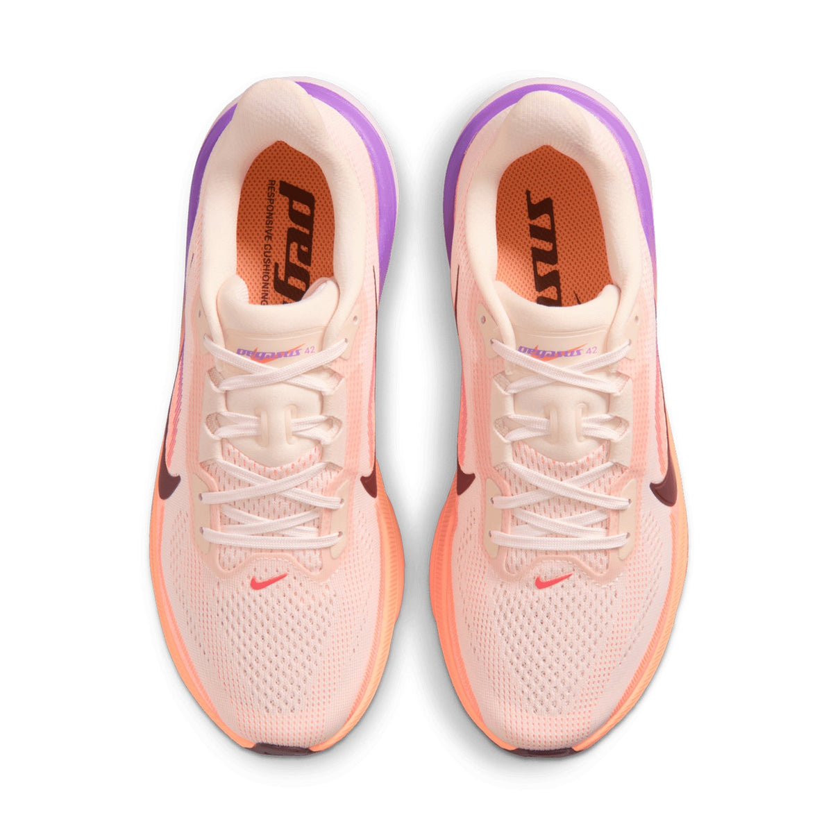 Women's Pegasus 42 Running Shoes Chalk / Orange Pulse / Bright Violet / Tattoo