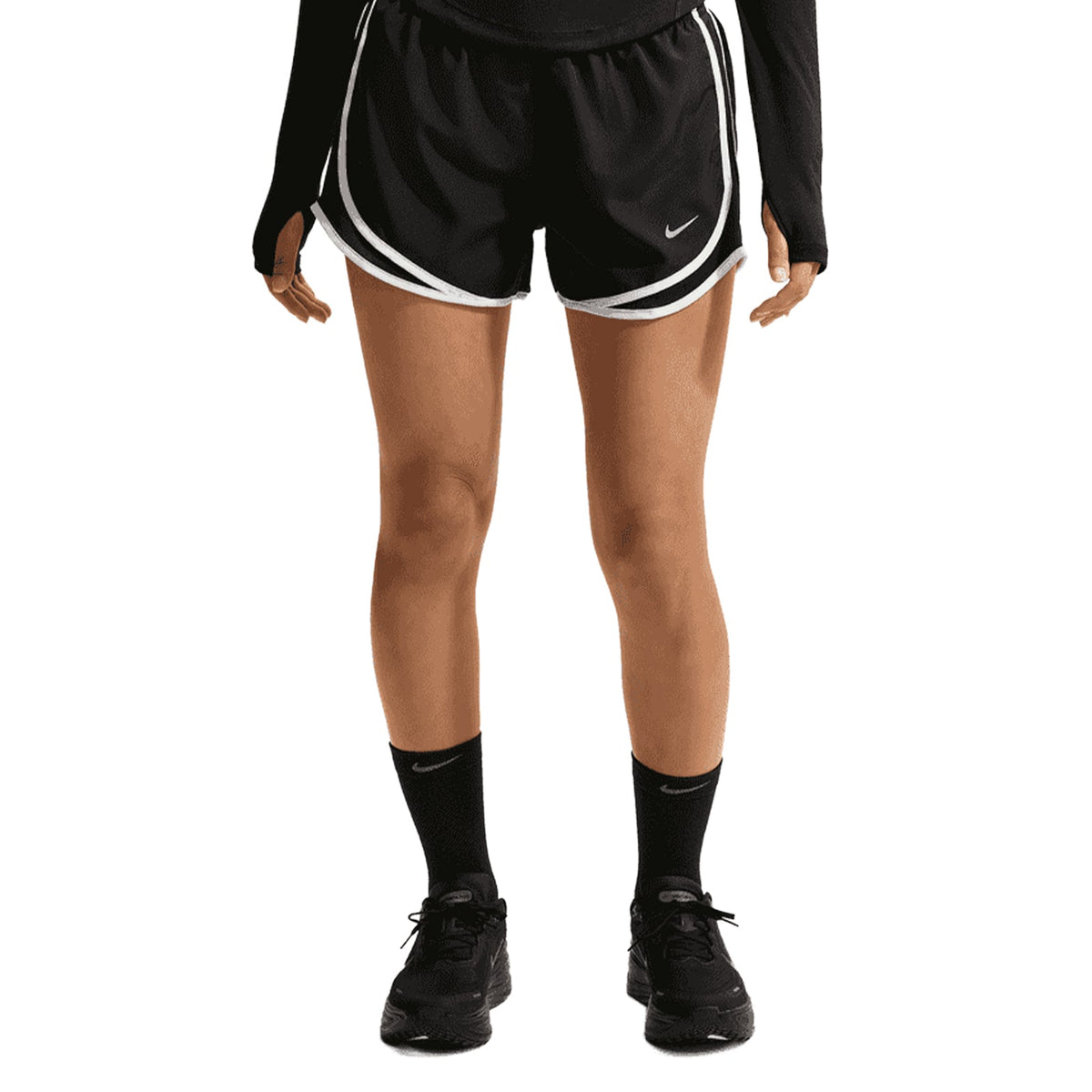 Women's Tempo Dri-FIT Mid Rise Running Shorts Black / Black / White