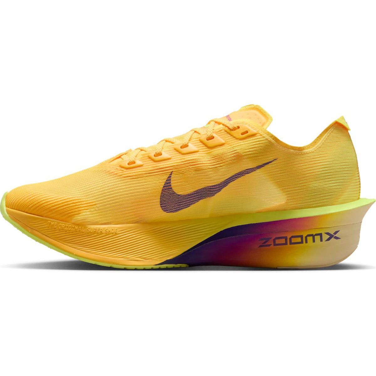 Women's Vaporfly 4 Running Shoes Citron Pulse / Laser Orange / Volt Ice / Indigo Burst