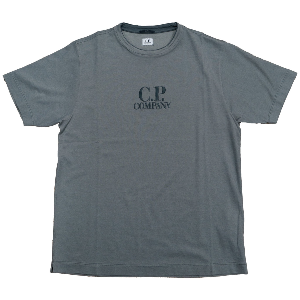 [C.P. Company] Tacting Piquet Embroidery T-shirt in Smoked Pearl- Grey