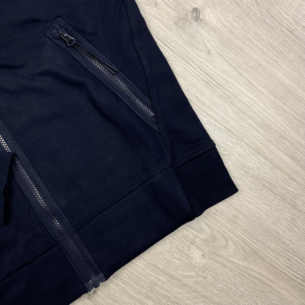CP Company Raised Fleece Zip Hoodie - Navy