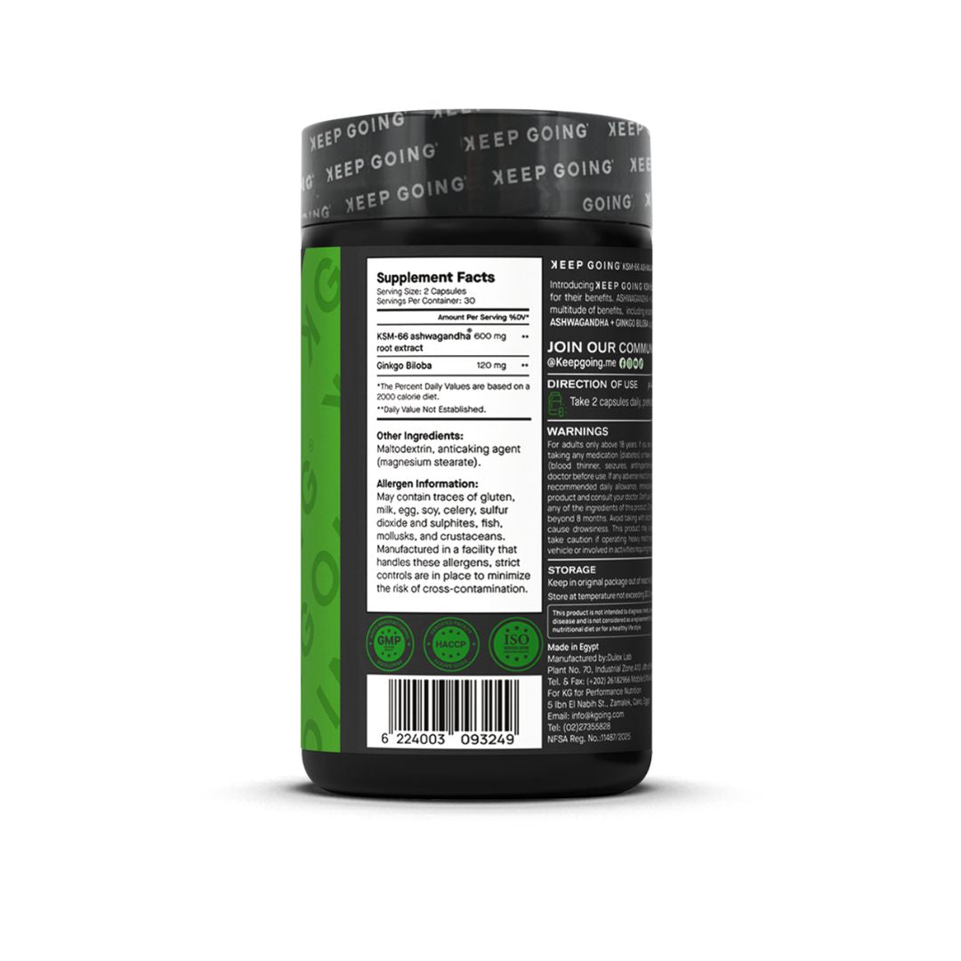 Ashwagandha +Ginkgo biloba 60 Capsules - 30 Servings