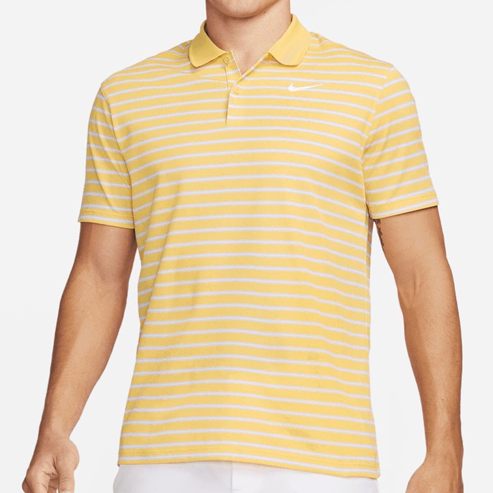Nike Dri-FIT Victory Striped Polo Shirt - Topaz Gold/White
