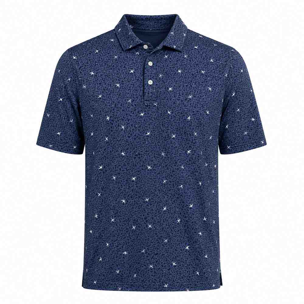Nike Par Dri-Fit Microprint Birds Polo Shirt - Diffused Blue