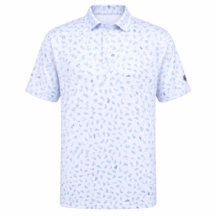 Nike Dri-Fit Par 5 Shoe Print Polo Shirt - White/Work Blue